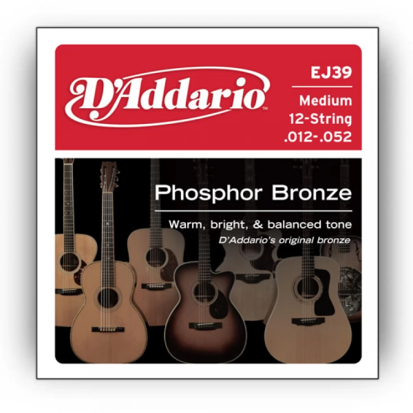 Набір струн для акустичної гітари DADDARIO EJ39 PHOSPHOR BRONZE MEDIUM 12-STRING 12-52
