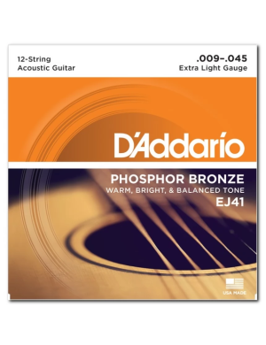 Набор струн для акустической гитары DADDARIO EJ41 PHOSPHOR BRONZE 12-STRING X-LIGHT 09-45