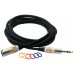 Симетричний мікрофонний кабель RockCable RCL30383 D6M BA – XLR (тато) / TRS Jack, 3 м