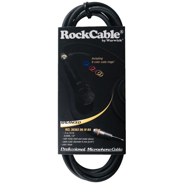 Симетричний мікрофонний кабель RockCable RCL30383 D6M BA – XLR (тато) / TRS Jack, 3 м