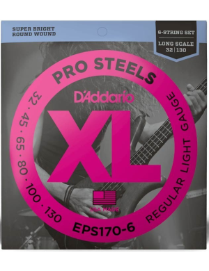 Набор струн для бас гитары DADDARIO EPS170-6 PRO STEELS LIGHT 6 STRING 32-130