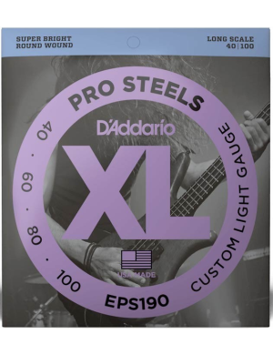 Набор струн для бас гитары DADDARIO EPS190 XL PRO STEELS CUSTOM LIGHT 40-100