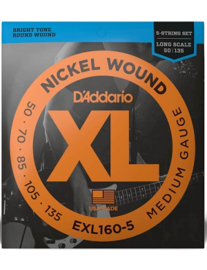 Набор струн для бас гитары DADDARIO EXL160-5 XL MEDIUM 5 STRING 50-135