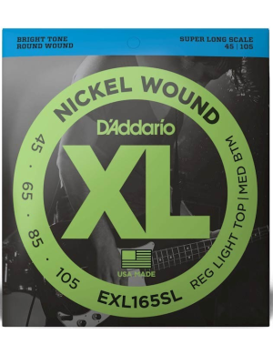 Набор струн для бас гитары DADDARIO EXL165 XL REG LIGHT TOP/MED BOTTOM 45-105