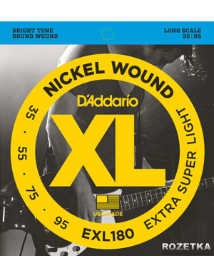 Набор струн для бас гитары DADDARIO EXL180 XL EXTRA SUPER LIGHT 35-95