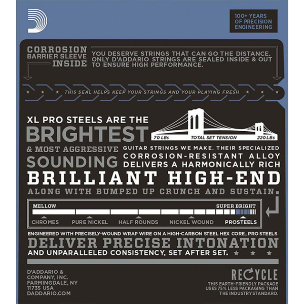 Набор струн для электрогитары DADDARIO EPS520 XL PRO STEELS SUPER LIGHT 09-42