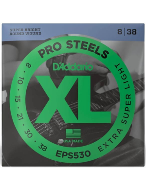 Набор струн для электрогитары DADDARIO EPS530 XL PRO STEELS EXTRA SUPER LIGHT 08-38