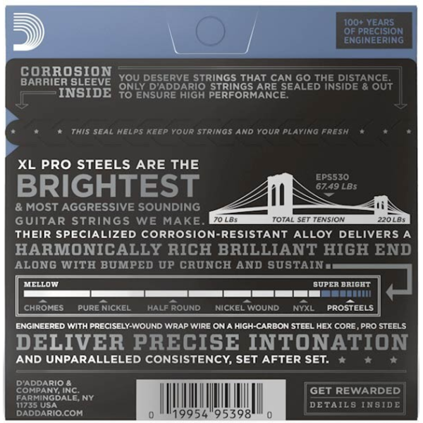 Набор струн для электрогитары DADDARIO EPS530 XL PRO STEELS EXTRA SUPER LIGHT 08-38