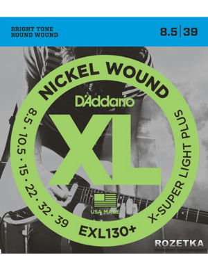 Набор струн для электрогитары DADDARIO EXL130+XL EXTRA SUPER LIGHT PLUS (08.5-39)