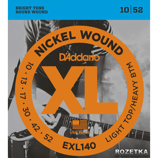 Набір струн для електрогітари DADDARIO EXL140 XL LIGHT TOP / HEAVY BOTTOM (10-52)