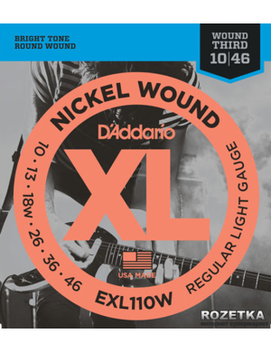 Набор струн для электрогитары DADDARIO EXL110W REGULAR LIGHT WOUND 3RD (10-46)