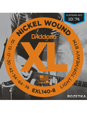Набор струн для электрогитары DADDARIO EXL140-8 LIGHT TOP/HEAVY BOTTOM 8 STRING (10-74)