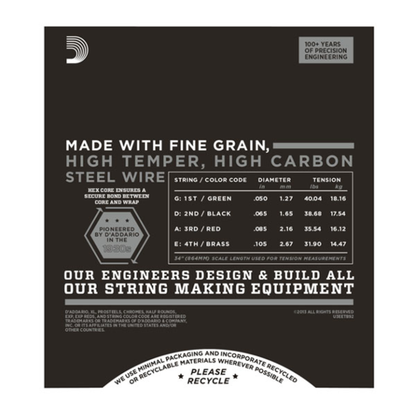 Набір струн для бас гітари DADDARIO ETB92 XL NYLON TAPEWOUND BASS 50-105