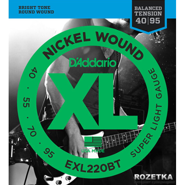 Набір струн для бас гітари DADDARIO EXL220BT XL BALANCED TENSION BASS SUPER LIGHT40-95