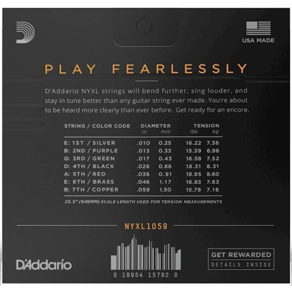Набір струн для електрогітари DADDARIO NYXL1059 NYXL REGULAR LIGHT 7-STRING 10-59