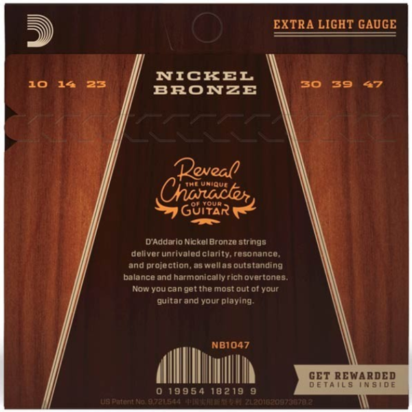 Набір струн для акустичної гітари DADDARIO NB1047 NICKEL BRONZE EXTRA LIGHT 10-47