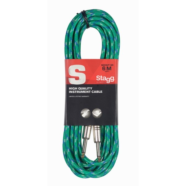 Інструментальний кабель Jack 6.3 мм моно тато - Jack 6.3 мм моно тато STAGG SGC6VT GR