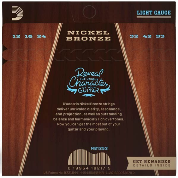 Набір струн для акустичної гітари DADDARIO NB1253 NICKEL BRONZE LIGHT 12-53