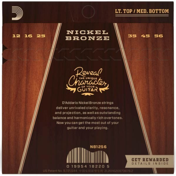 Набір струн для акустичної гітари DADDARIO NB1256 NICKEL BRONZE LIGHT TOP / MEDIUM BOTTOM 12-56