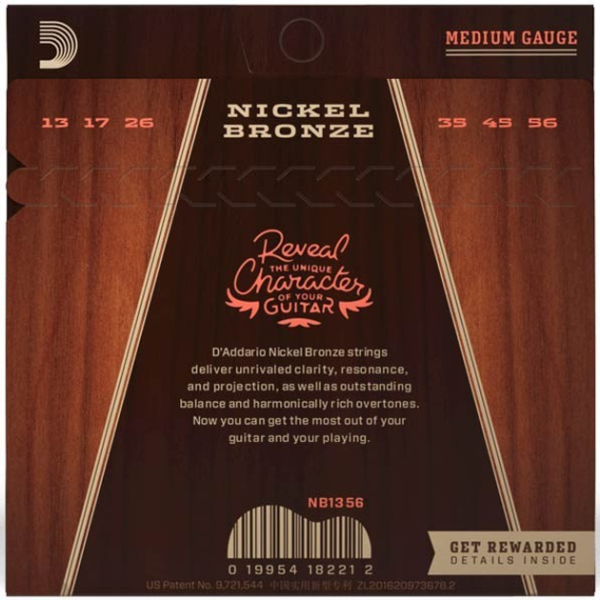 Набір струн для акустичної гітари DADDARIO NB1356 NICKEL BRONZE MEDIUM 13-56