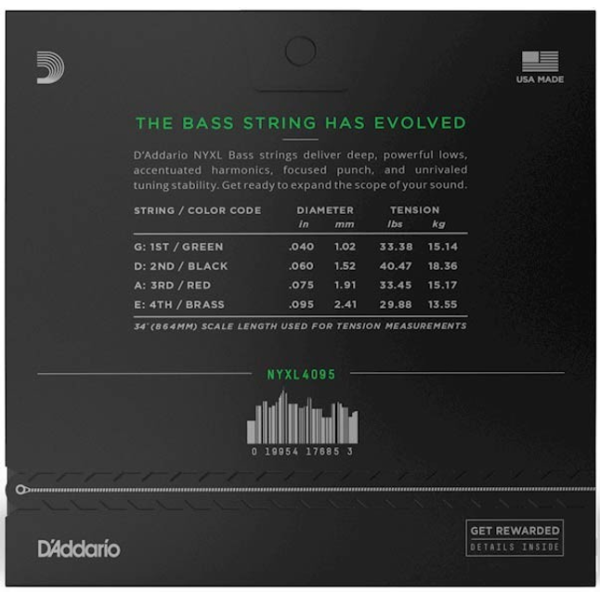 Набір струн для бас гітари DADDARIO NYXL4095 SUPER LIGHT 40-95