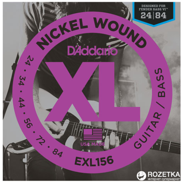 Набір струн для бас гітари DADDARIO EXL156 XL FENDER BASS VI (24-84)
