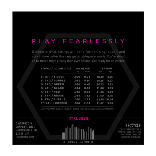 Набір струн для електрогітари DADDARIO NYXL0980 NYXL SUPER LIGHT 8-STRING 09-80