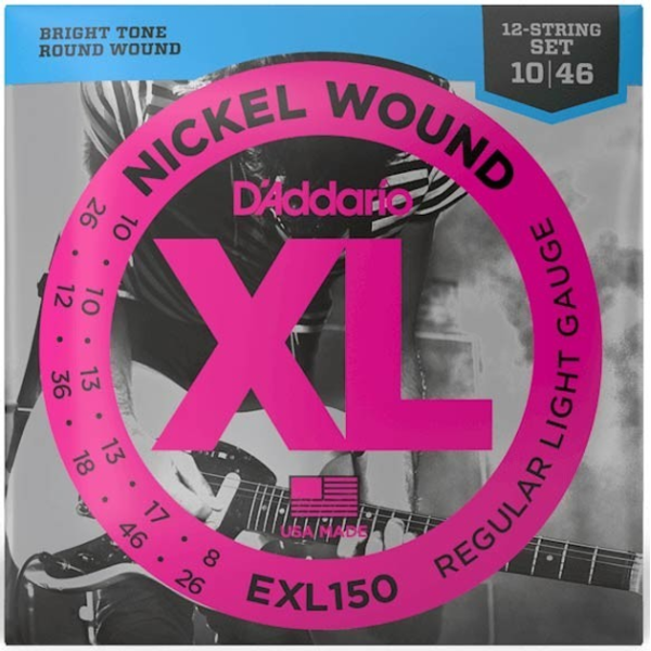 Набір струн для електрогітари DADDARIO EXL150 Nickel Wound, 12-String, Regular Light, 10-46
