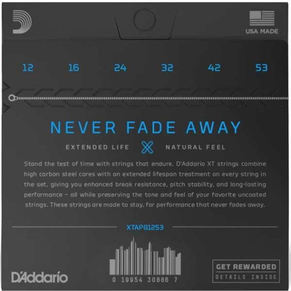 Струни для акустичної гітари D'Addario XTAPB1253 XT Phosphor Bronze Light (12-53)
