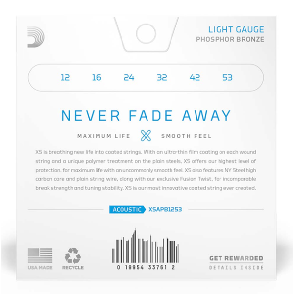 Струни для акустичної гітари DADDARIO XSAPB1253 XS PHOSPHOR BRONZE LIGHT (12-53)