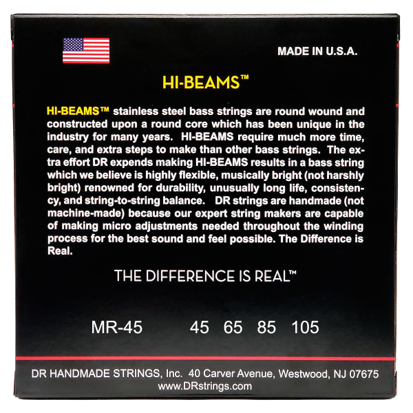 Струни для бас-гітари DR STRINGS HI-BEAM BASS - MEDIUM (45-105)