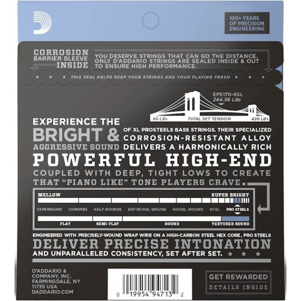 Набір струн для бас гітари DADDARIO EPS170-6SL PRO STEELS LIGHT 6 STRING 32-130