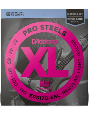 Набор струн для бас гитары DADDARIO EPS170-6SL PRO STEELS LIGHT 6 STRING 32-130