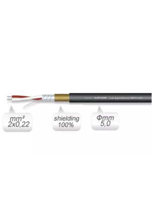 Кабель DMX Roxtone DMX001, 2х0.22 кв. мм, зов. діаметр 5 мм, 100 м