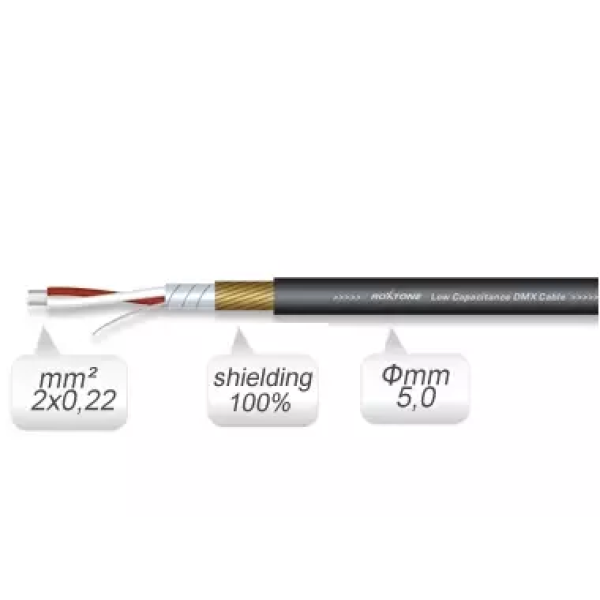 Кабель DMX Roxtone DMX001, 2х0.22 кв. мм, зов. діаметр 5 мм, 100 м