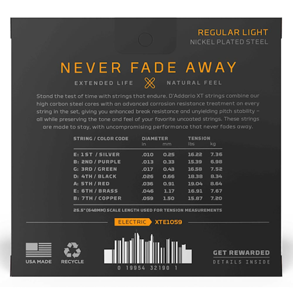 Струни для 7-струнної електрогітари DADDARIO XTE1059 XT ELECTRIC NICKEL PLATED STEEL 7-STRING REGULA