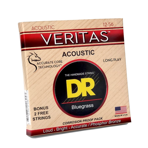 Струни для акустичної гітари DR Strings VERITAS Coated Core - Bluegrass (12-56)