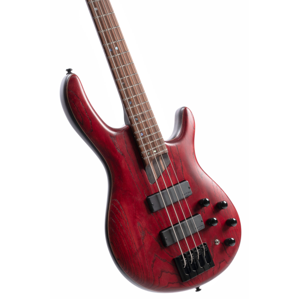 Бас-гітара CORT B4 Element Open Pore Burgundy Red, Bartolini MK-1, Hipshot, 5-шар гриф