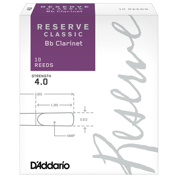 Тростини для кларнета D'ADDARIO Reserve Classic Bb Clarinet #4.0 - 10 Pack