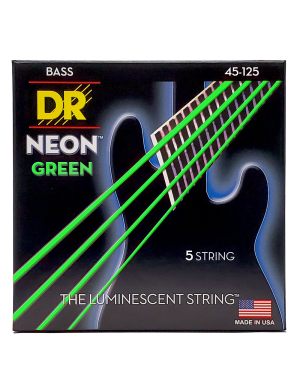 Струны для бас-гитары DR STRINGS NEON GREEN BASS - MEDIUM - 5 STRING (45-125)