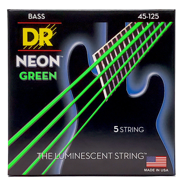 Струни для бас-гітари DR STRINGS NEON GREEN BASS - MEDIUM - 5 STRING (45-125)
