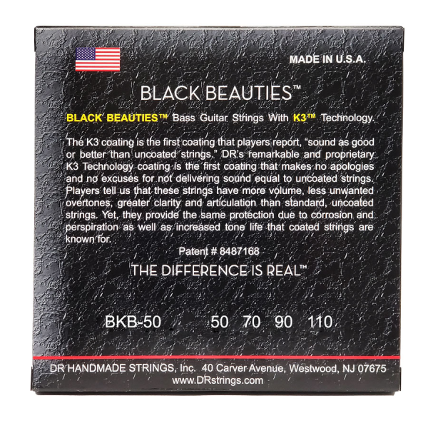 Струни для бас-гітари DR STRINGS BLACK BEAUTIES BASS - HEAVY (50-110)