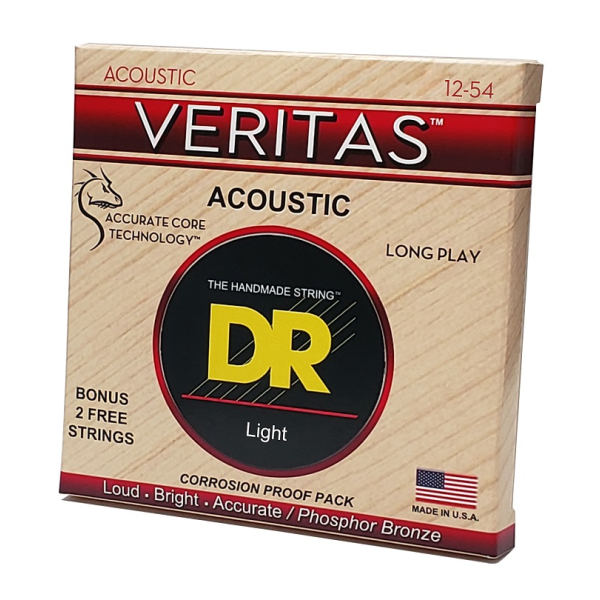 Струни для акустичної гітари DR Strings VERITAS Coated Core - Light (12-54)