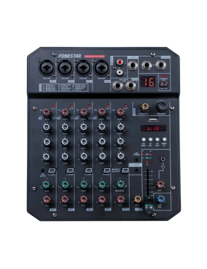 Микшерный пульт Fonestar MIX-6LIVE 6-канальный, USB/PC, Bluetooth, потоковый эффекты
