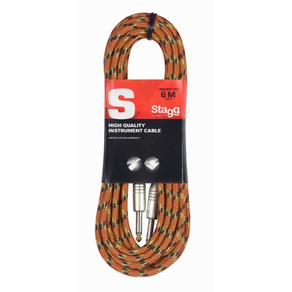 Інструментальний кабель Jack 6.3 мм моно тато - Jack 6.3 мм моно тато STAGG SGC6VT OR Інструментальний кабель Jack 6.3 мм моно тато - Jack 6.3 мм моно тато STAGG SGC6VT OR