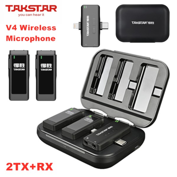 Подвійний бездротовий радіо мікрофон ТАКСТАР V4 Dual для Apple та Андроїд Подвійний бездротовий радіо мікрофон ТАКСТАР V4 Dual для Apple та Андроїд